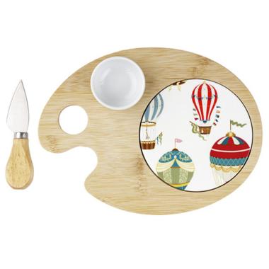 Tagliere Legno Mongolfiere Tavolozza con Coltello Formaggio cm.24 | Montemaggi