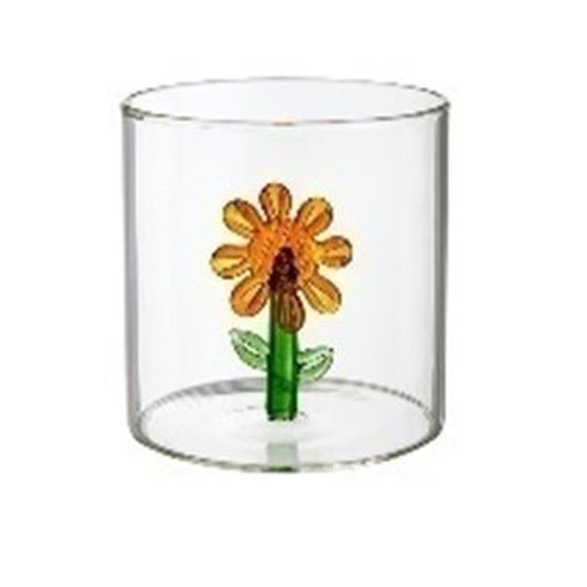 Bicchiere Vetro Singolo Fiori Disponibile 6 Colori ml.320 | Montemaggi