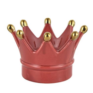 Corona Porcellana Corallo con Punte Oro cm.Ã˜15xh10 | Montemaggi