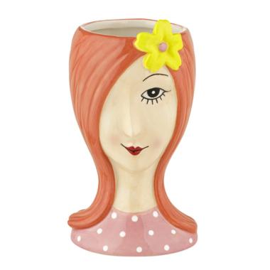 Vaso Ceramica Girl Sister con Ciuffo cm.9x9x17 |Montemaggi