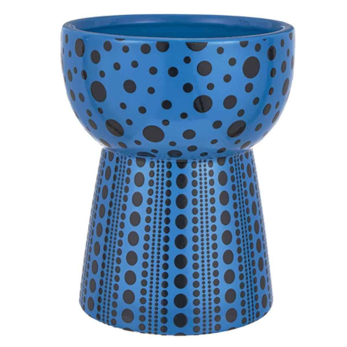 Vaso Ceramica Blu Pois Neri cm.Ã˜16x19,5 |Montemaggi