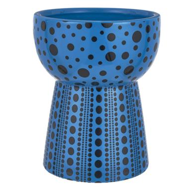 Vaso Ceramica Blu Pois Neri cm.Ã˜16x19,5 |Montemaggi