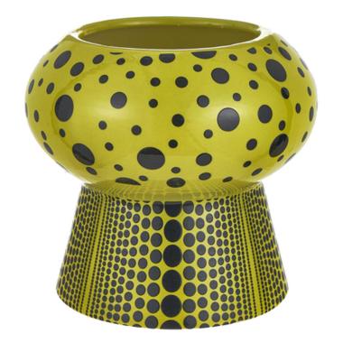 Vaso Ceramica Verde Pois Neri cm.Ã˜16x14 |Montemaggi