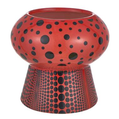Vaso Ceramica Rosso Pois Neri cm.Ã˜16x14 |Montemaggi