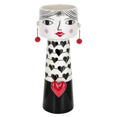 Vaso Ceramica Girl Abito Pois con Orecchini e Cuore cm.38,5 |Montemaggi