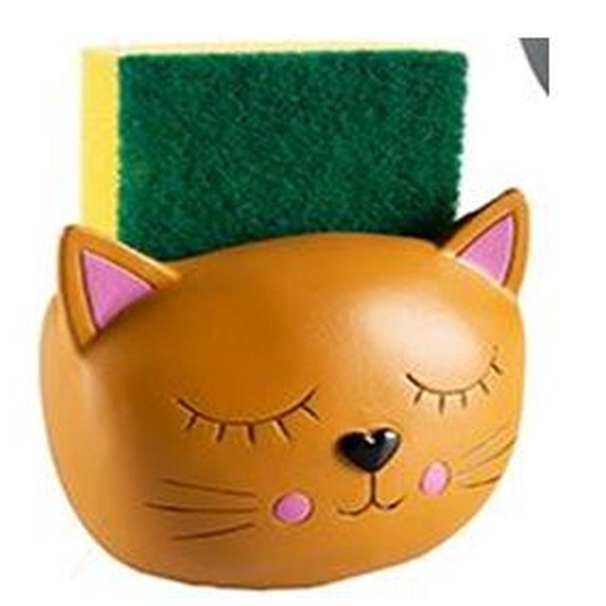 Porta Spugne Ceramica Gatto Marrone cm.11,5 | Montemaggi