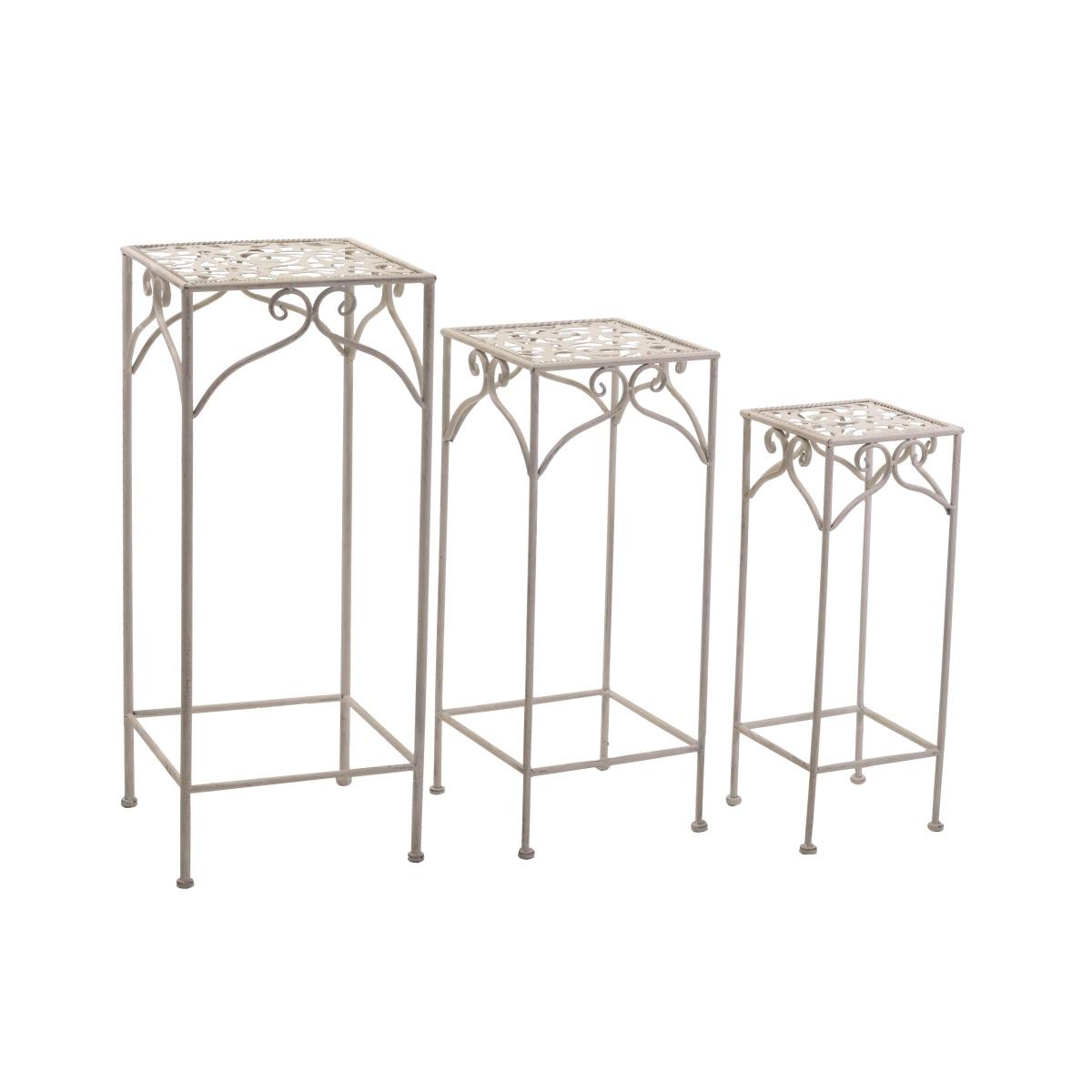 Tavolinetto Jessica Ferro Bianco Anticato Quadro cm.20x20xh53 | Vacchetti