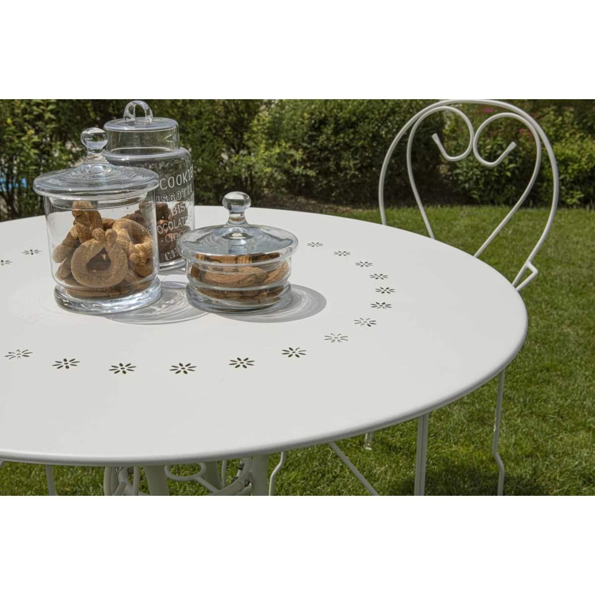 Tavolo Metallo New Old Bianco Crema Tondo cm.Ø95H72 | Vacchetti