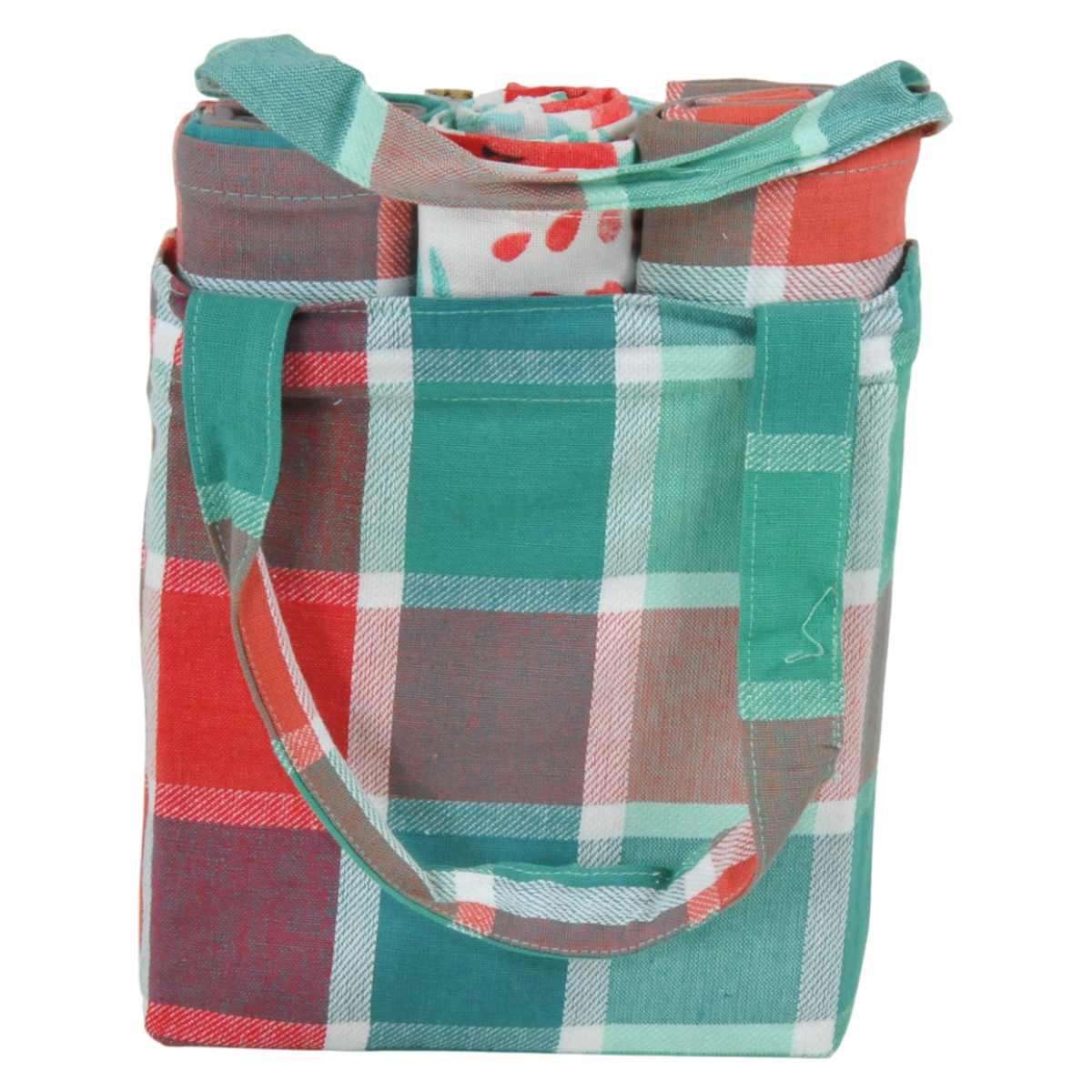 Strofinaccio con Borsetta Tulipani Quadri cm.45x70 Set pz.3 | Montemaggi