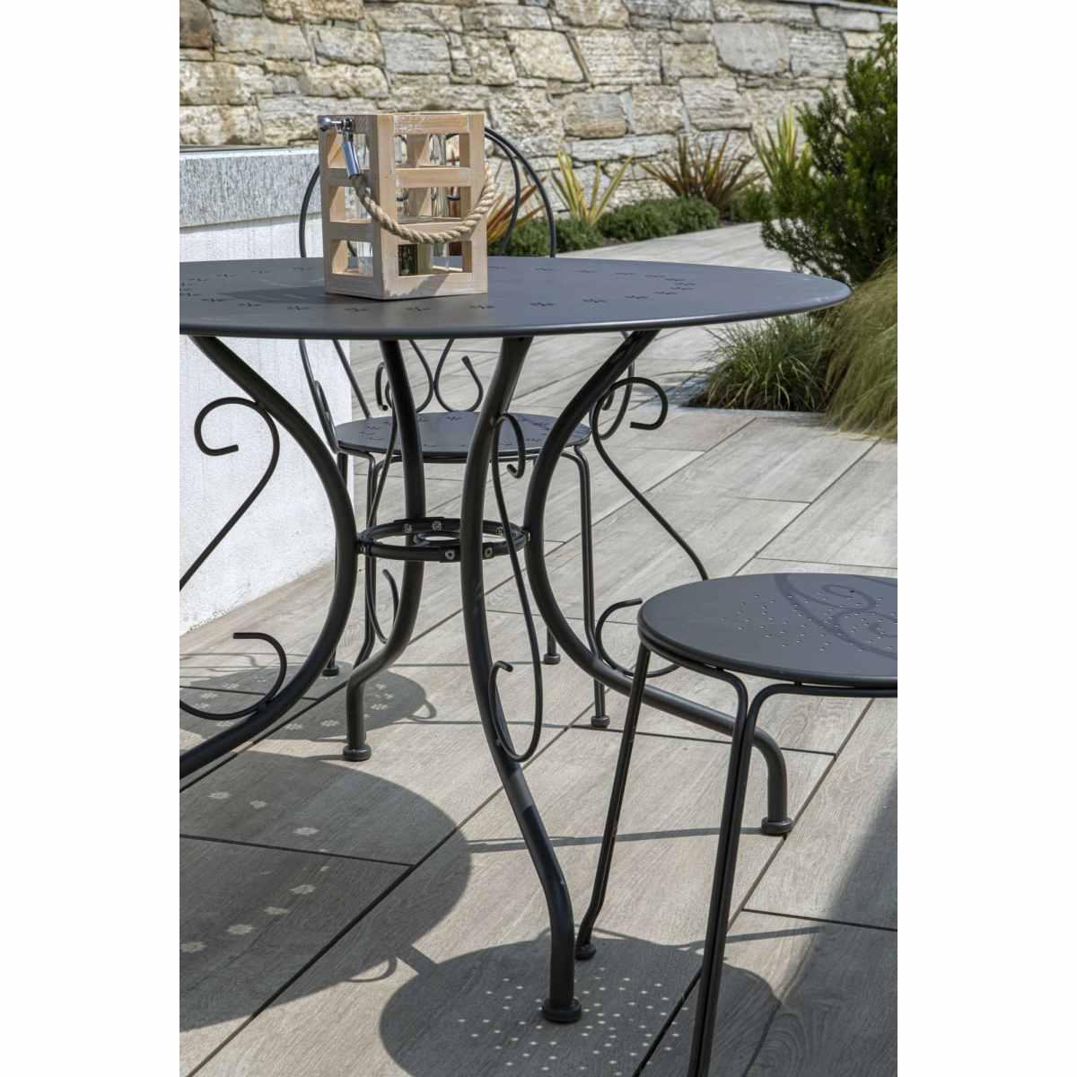Tavolo Metallo New Old Antracite Chiaro Tondo cm.Ø95H72 | Vacchetti