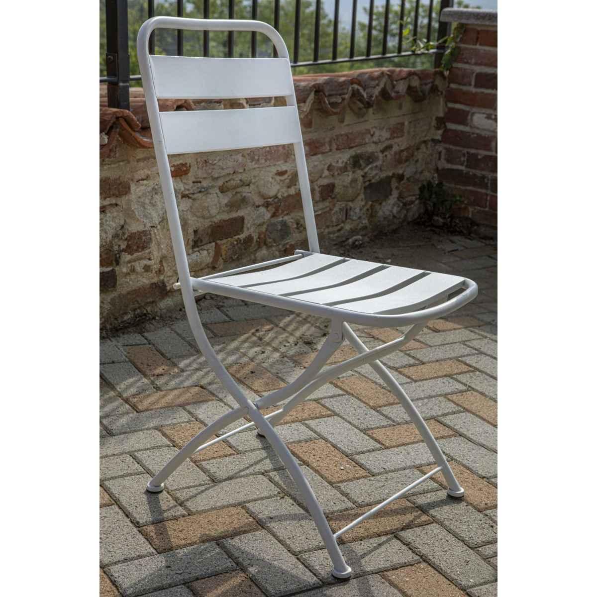 Sedia Metallo Rovigo Pieghevole Bianco cm.44X53H45/86 | Vacchetti
