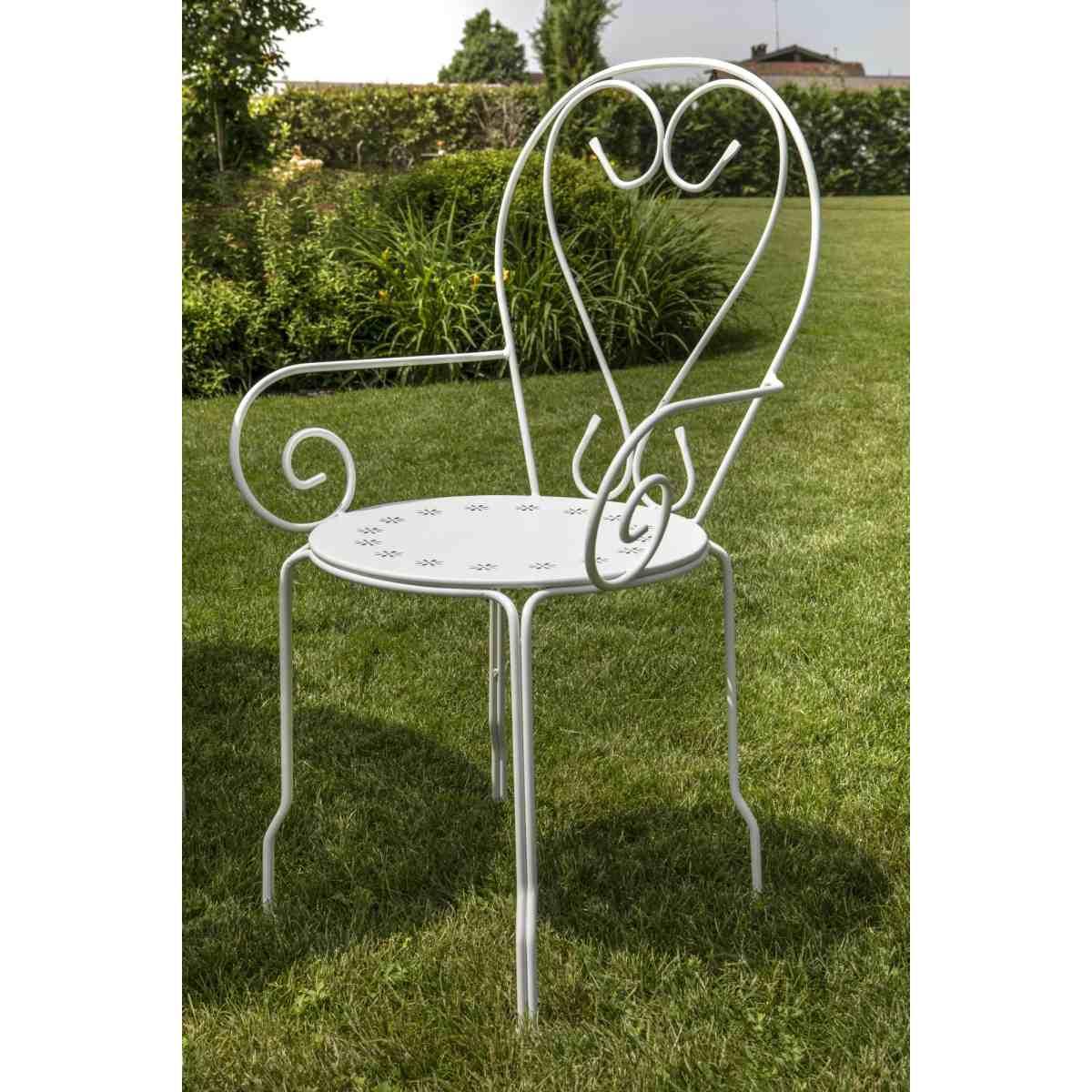 Sedia Metallo New Old Bianco Crema cm.49X48H43/59/90 | Vacchetti