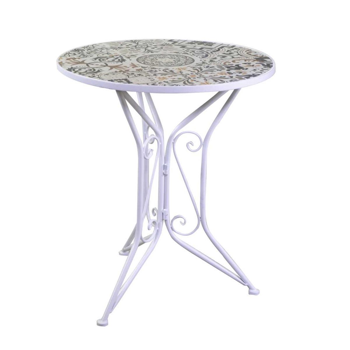 Tavolo Mosaico Metallo Frigole Tondo Con 2 Sedie cm.Ø60H71 | Vacchetti