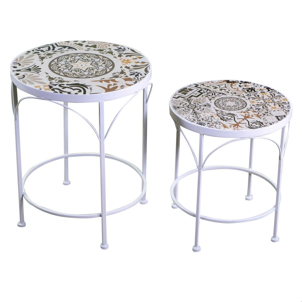 Tavolinetto Tondo Frigole Metallo Mosaico cm.Ã˜30xh36 | Vacchetti