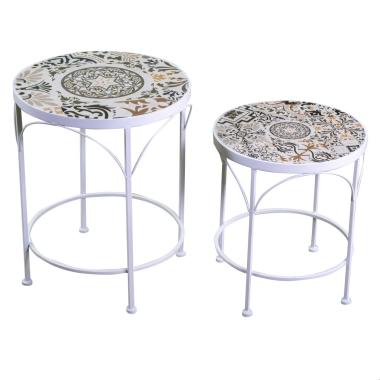 Tavolinetto Tondo Frigole Metallo Mosaico cm.Ã˜30xh36 | Vacchetti