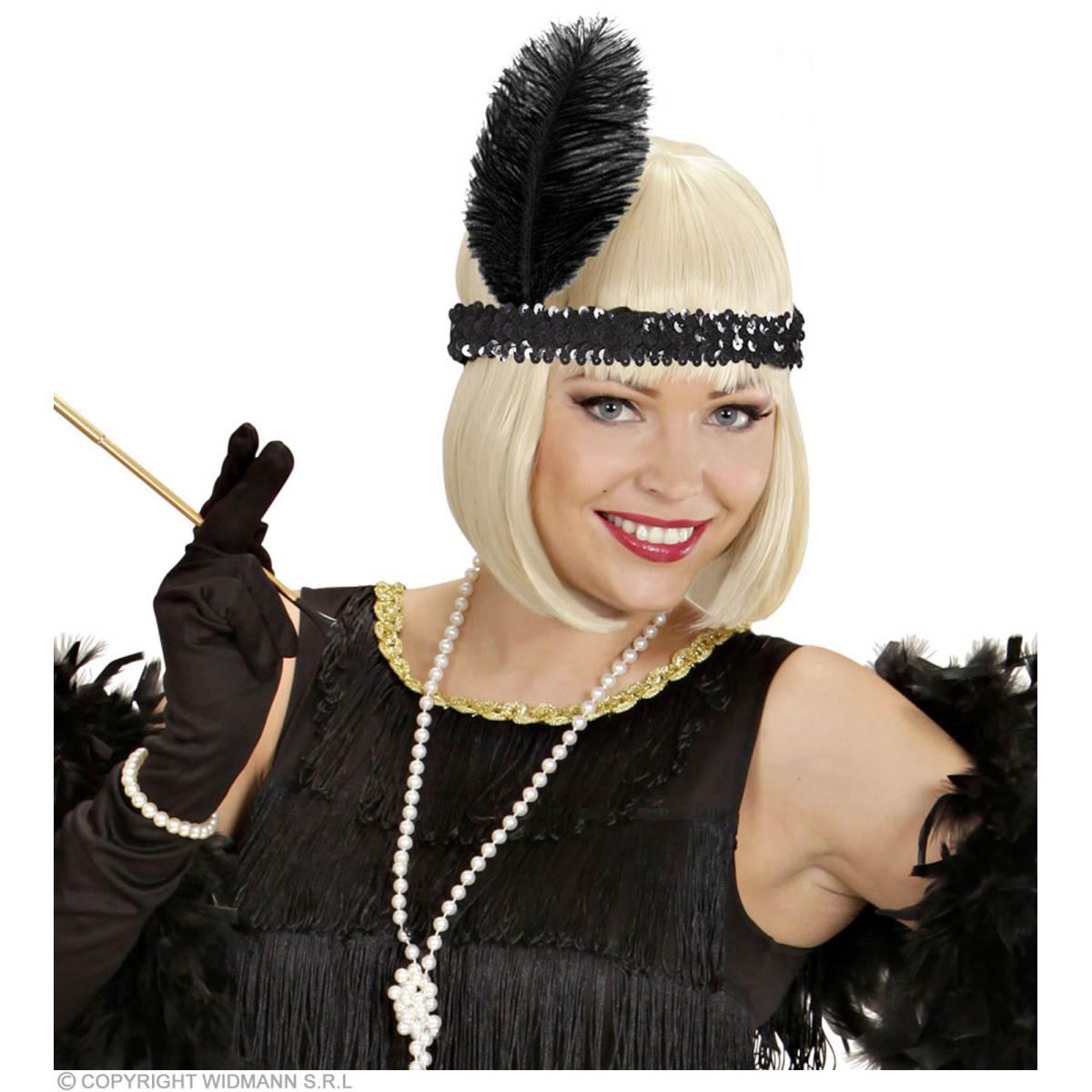 Fascia Capelli Charleston Nera con Piuma |Widmann
