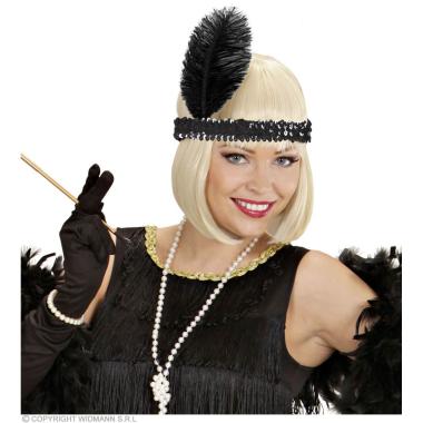 Fascia Capelli Charleston Nera con Piuma |Widmann
