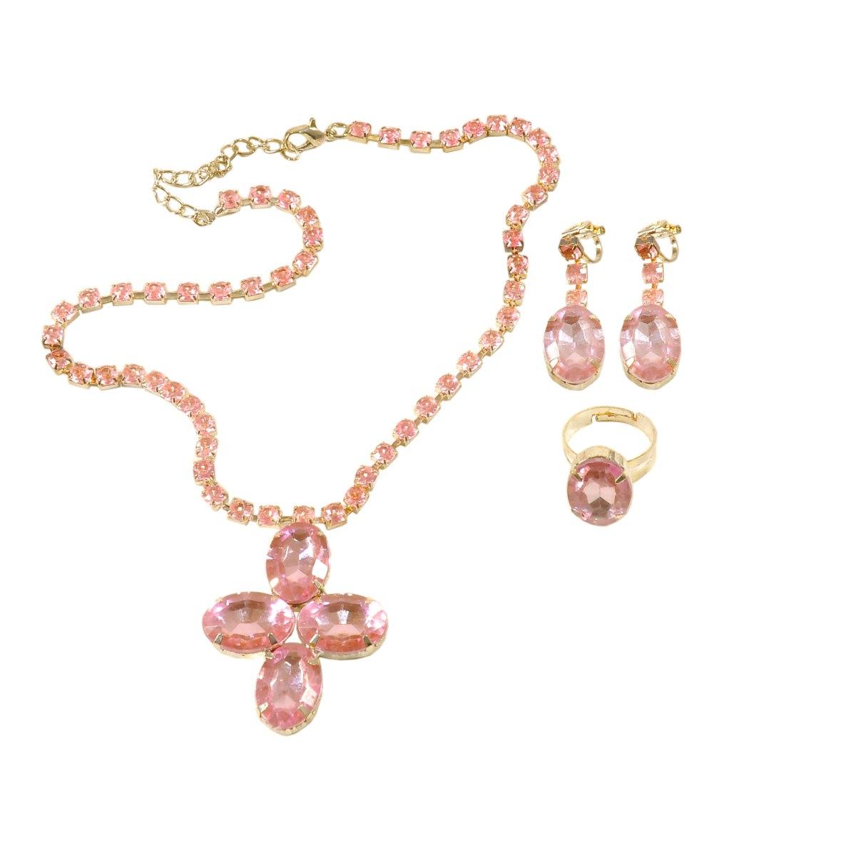 Collana con Anello e Orecchini con Pietre 3 Colori |Widmann