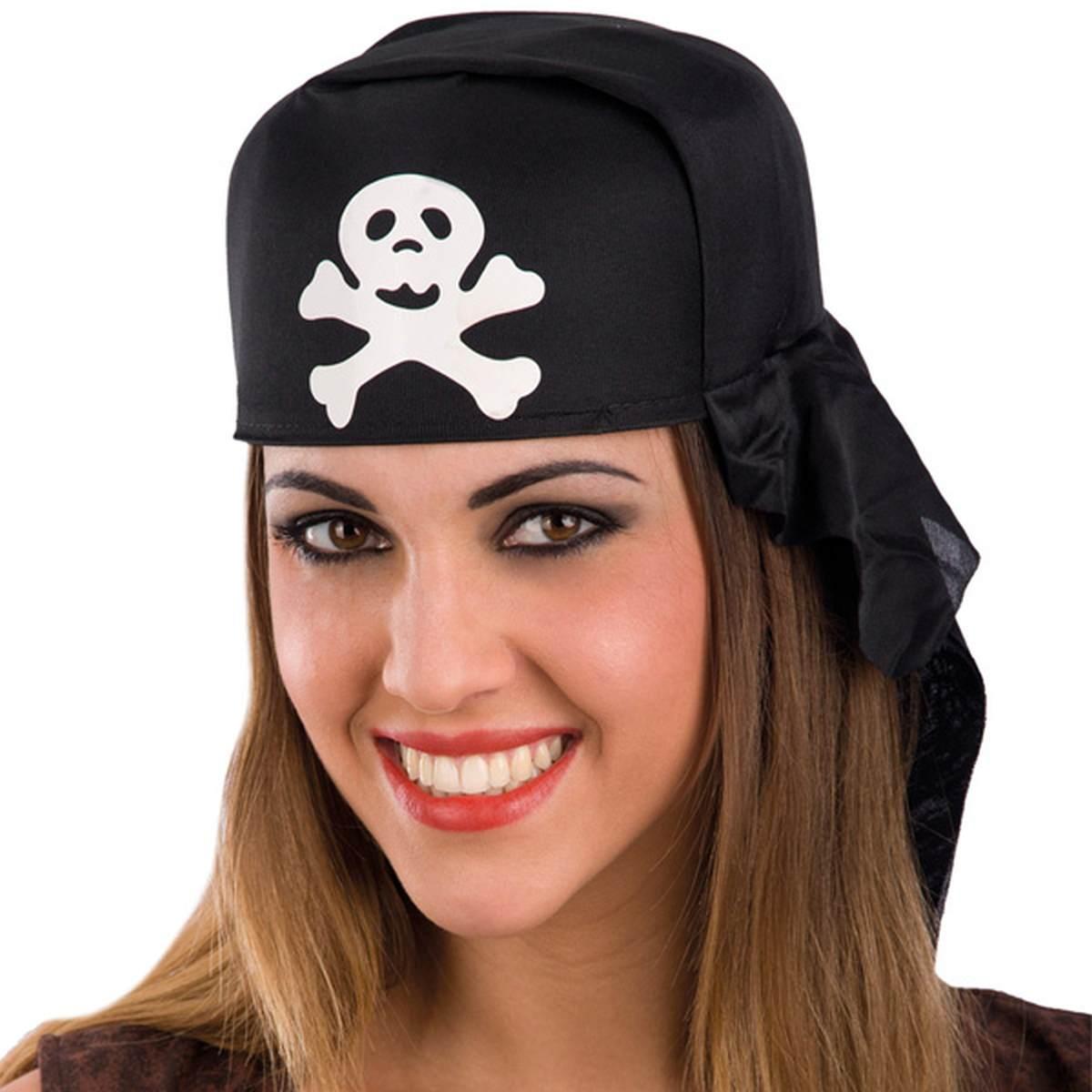 Bandana Pirata Tessuto Nera con Teschio |Carnival Toys