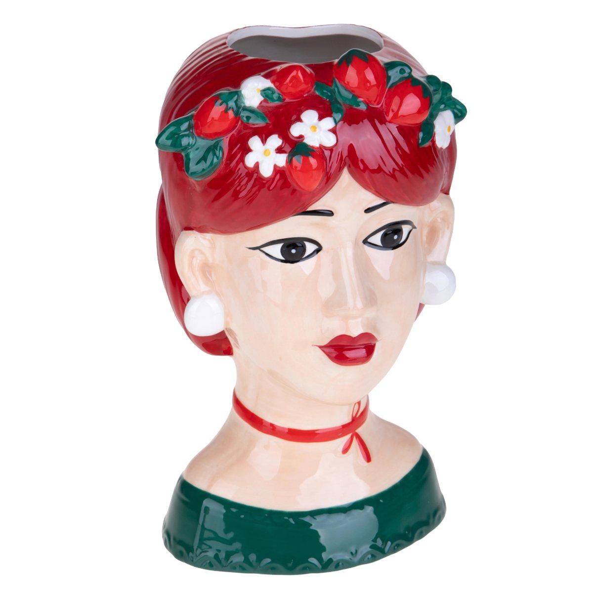 Vaso Ceramica Volto Donna con Frutta cm.28 | Bianchi Dino