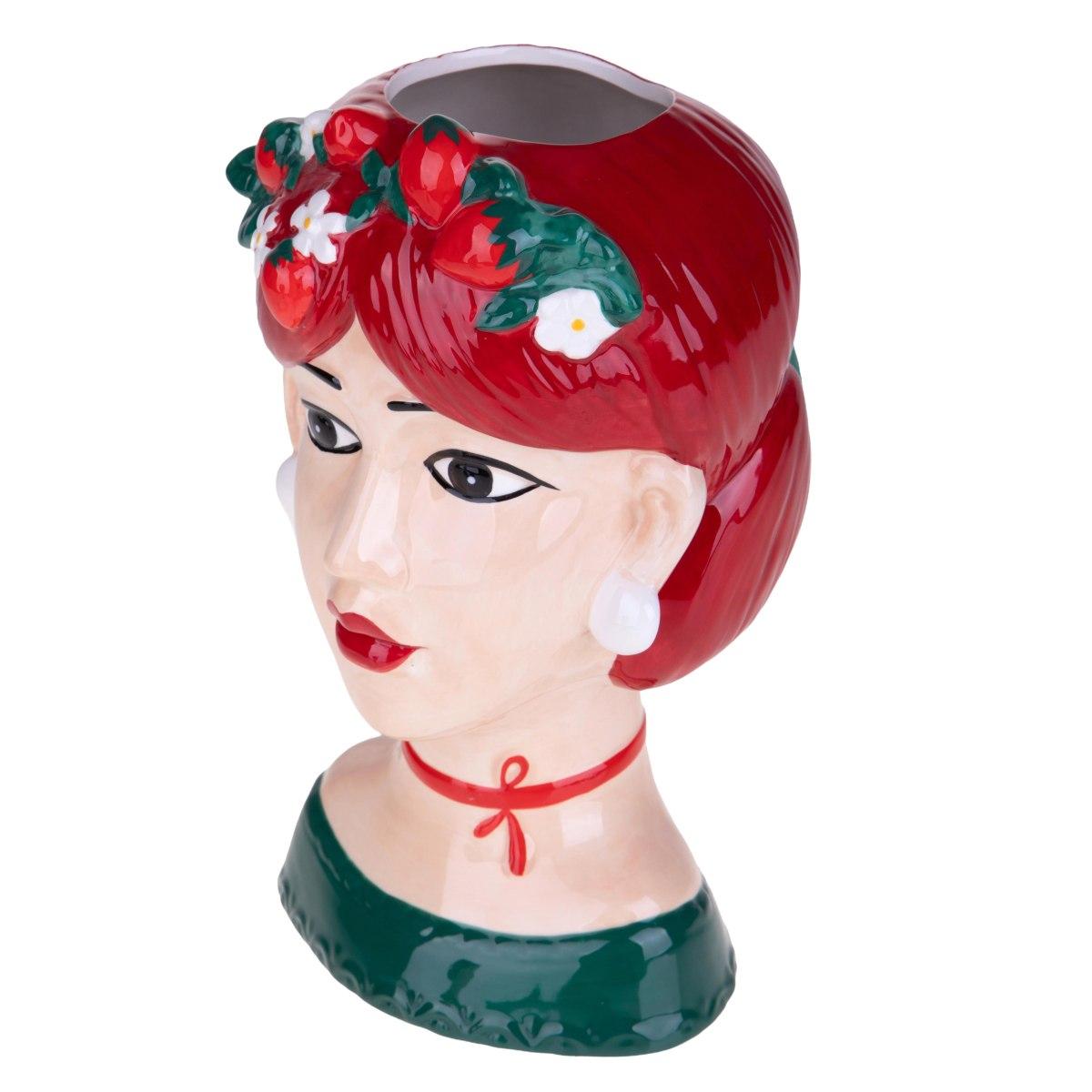 Vaso Ceramica Volto Donna con Frutta cm.28 | Bianchi Dino