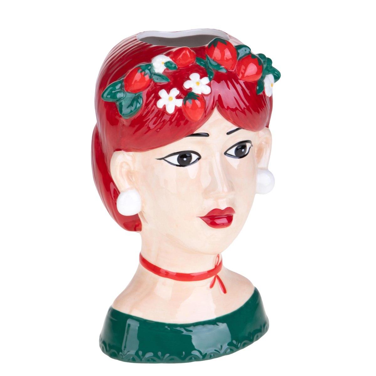 Vaso Ceramica Volto Donna con Frutta cm.28 | Bianchi Dino