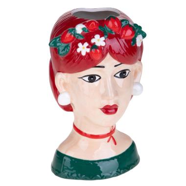 Vaso Ceramica Volto Donna con Frutta cm.28 | Bianchi Dino