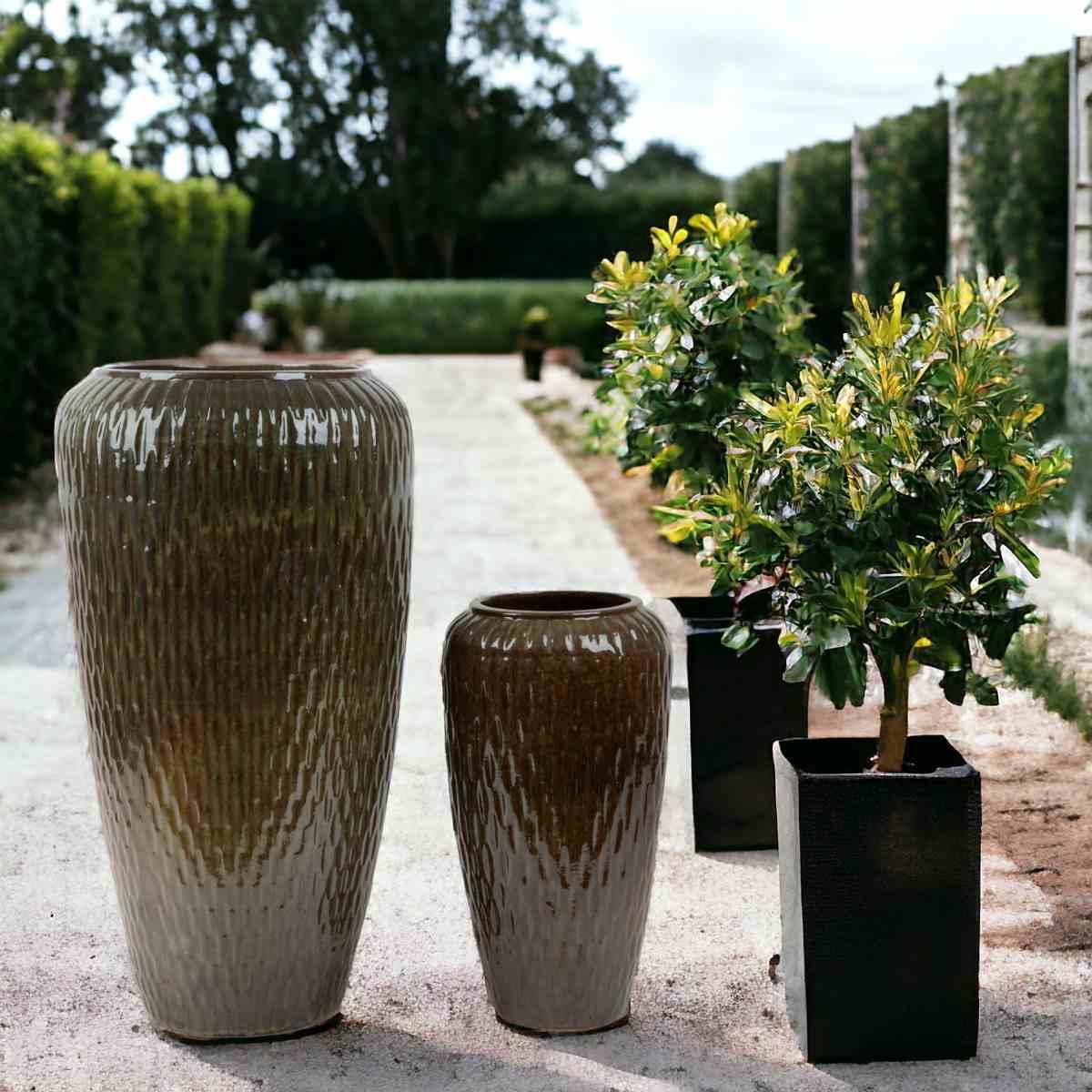 Vaso Ceramica Cono Verde con Bordo cm.31x57 | Bianchi Dino