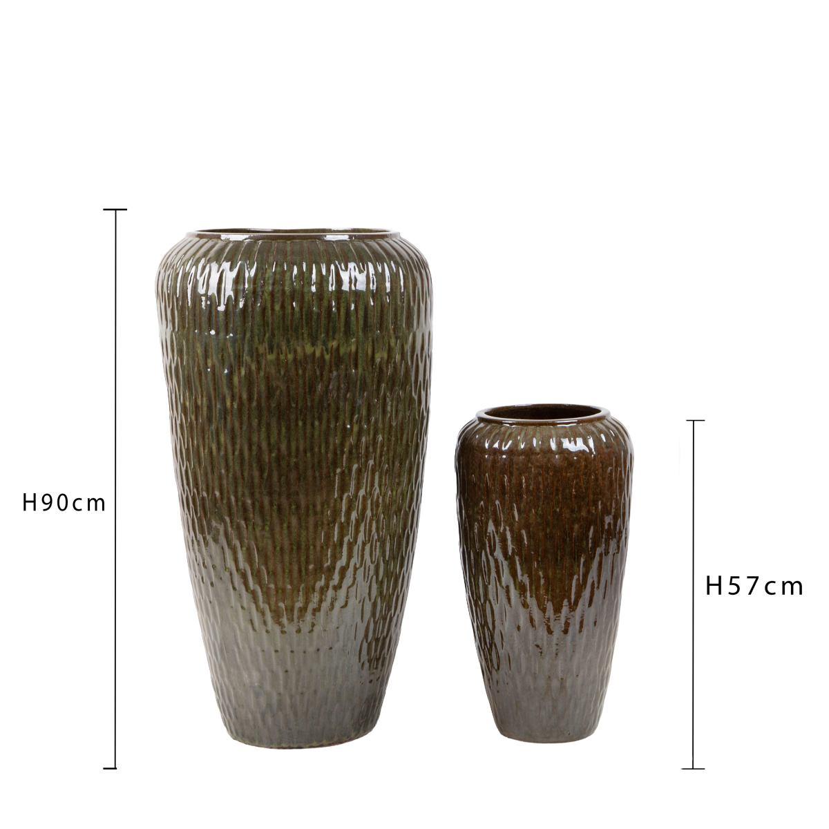 Vaso Ceramica Cono Verde con Bordo cm.31x57 | Bianchi Dino