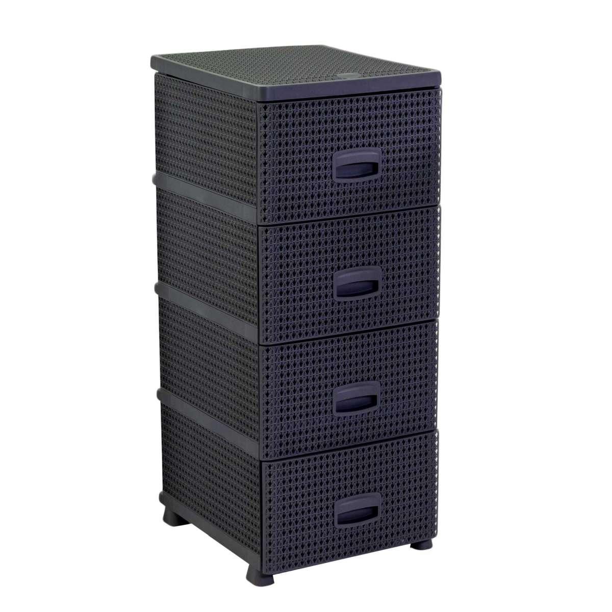 Mobiletto Cassettiera 4 Cassetti Antracite cm.43x37xh90 | Vacchetti