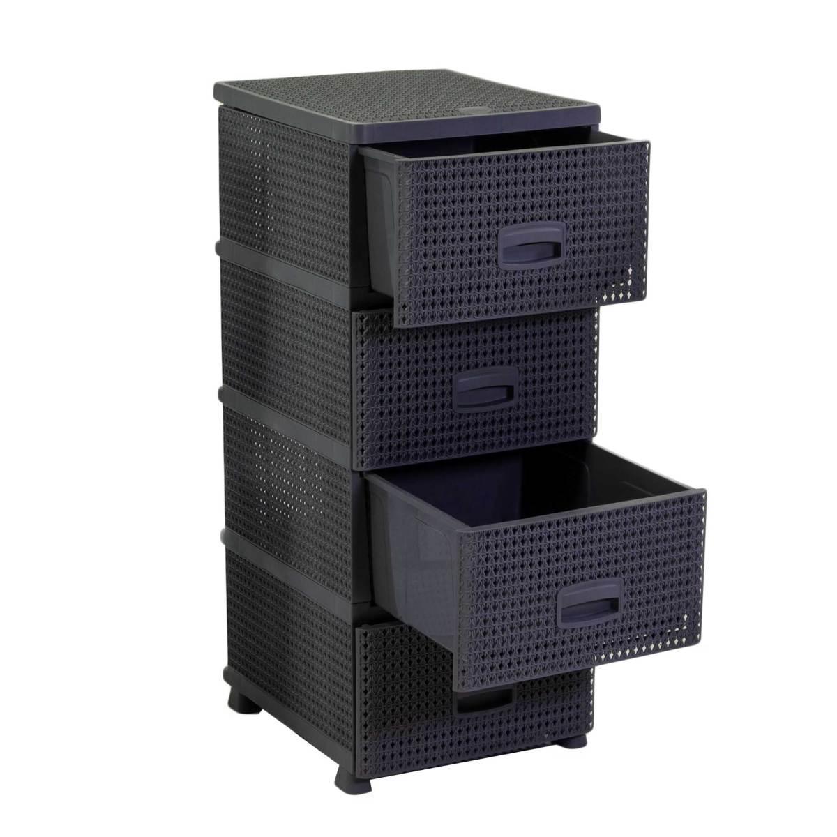 Mobiletto Cassettiera 4 Cassetti Antracite cm.43x37xh90 | Vacchetti