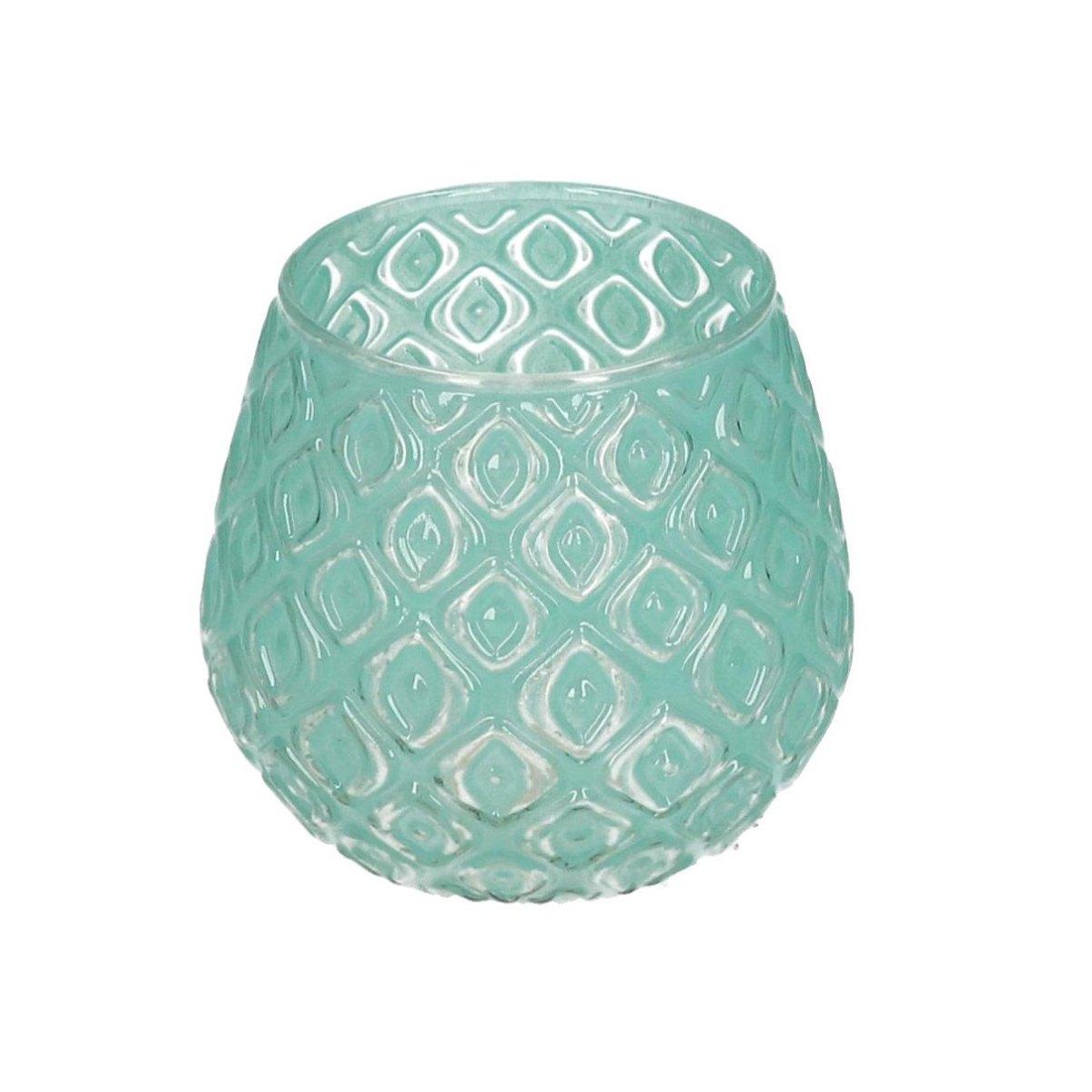 Portacandela Vetro Tondo Verde con Decori cm.Ã˜11x10 |Vacchetti