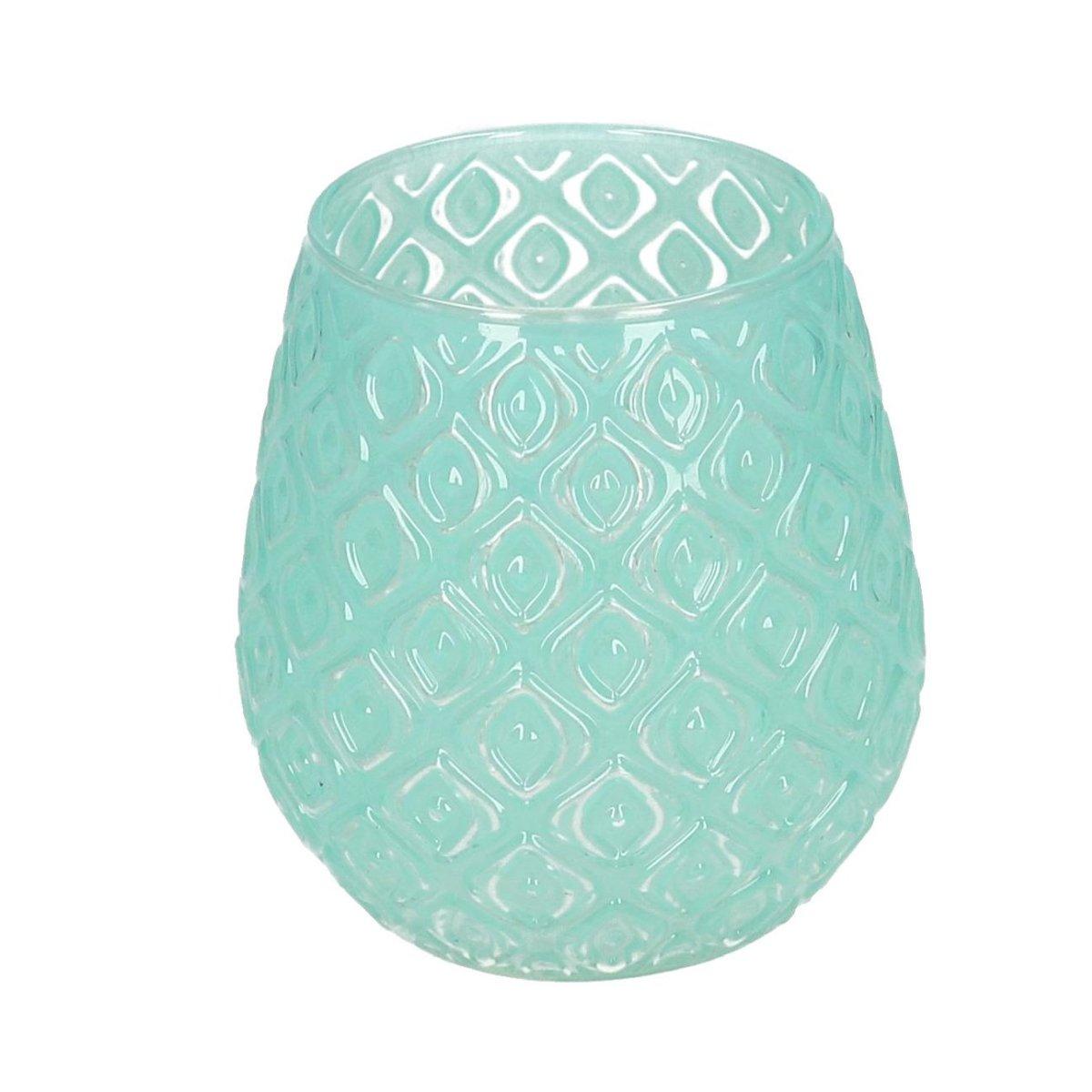 Portacandela Vetro Tondo Verde con Decori cm.Ã˜12,5xh13 |Vacchetti