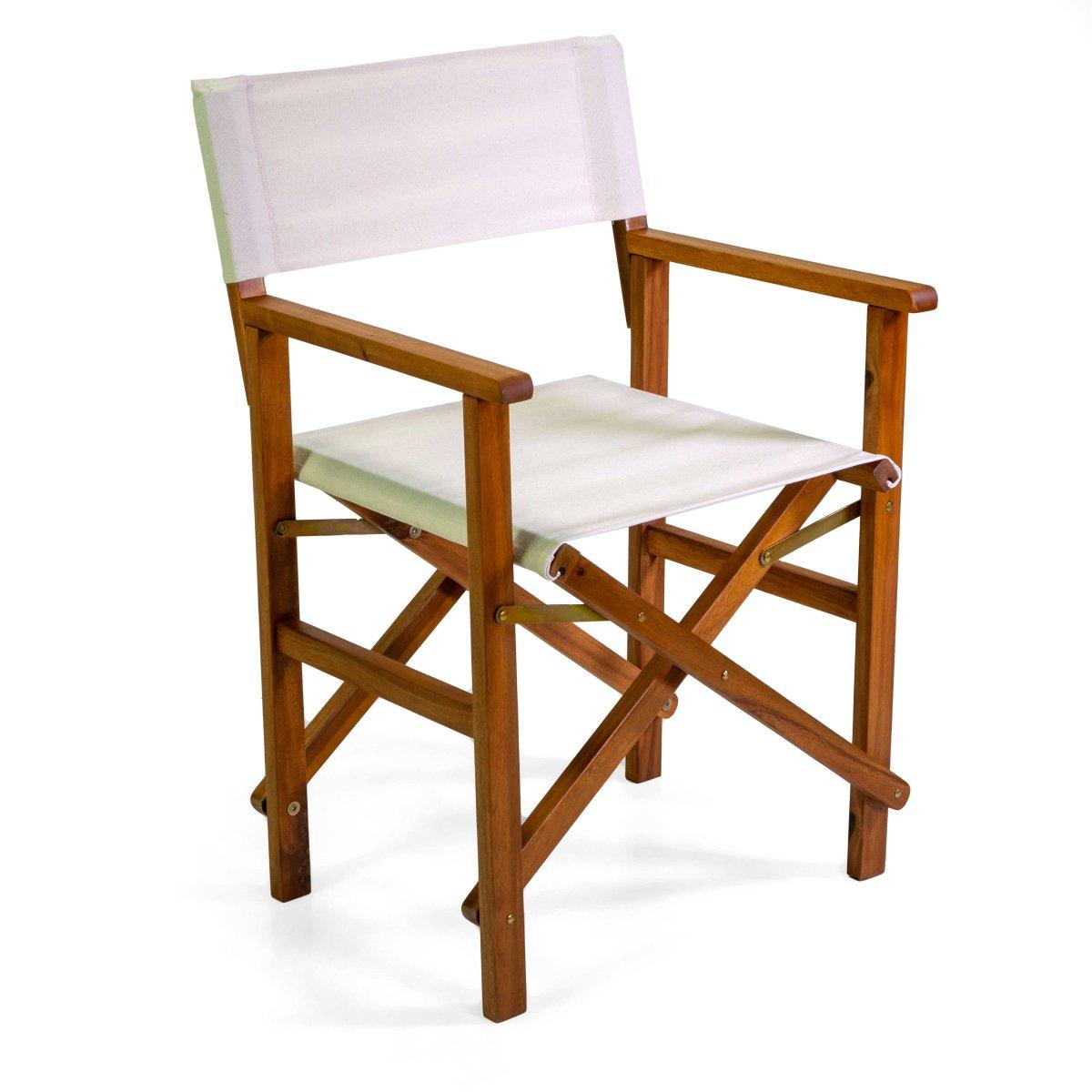 Poltrona Regista Miramar Legno Tessuto Naturale cm.82x55,5xh51 | Vacchetti