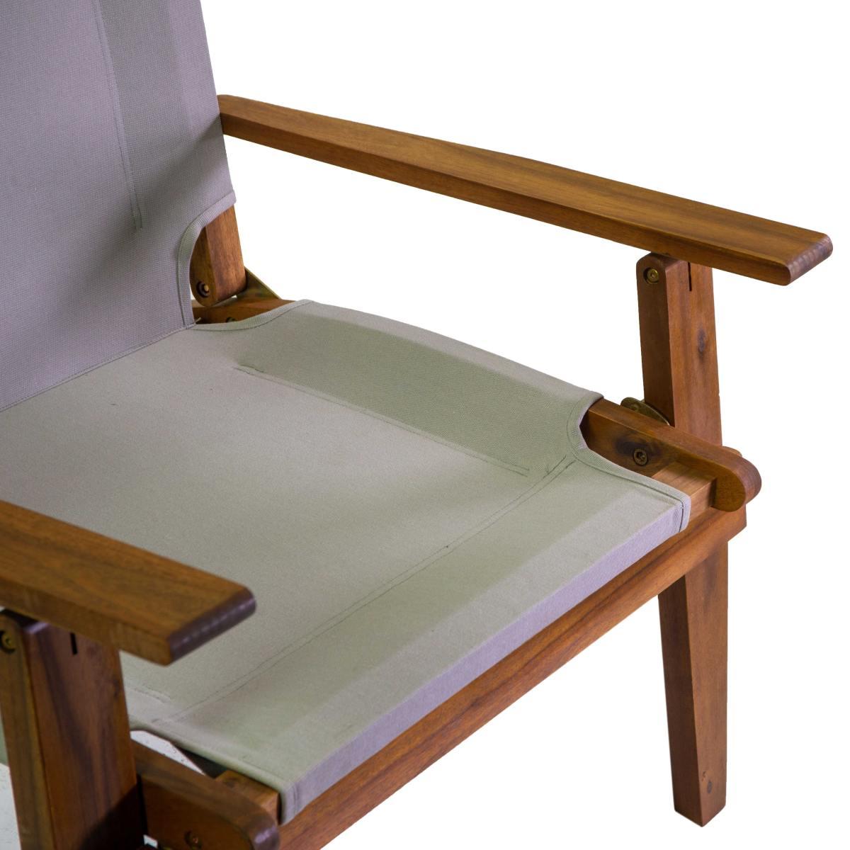 Poltrona Diane Legno Acacia con Tessuto Grigio cm.76x89xh91 | Vacchetti