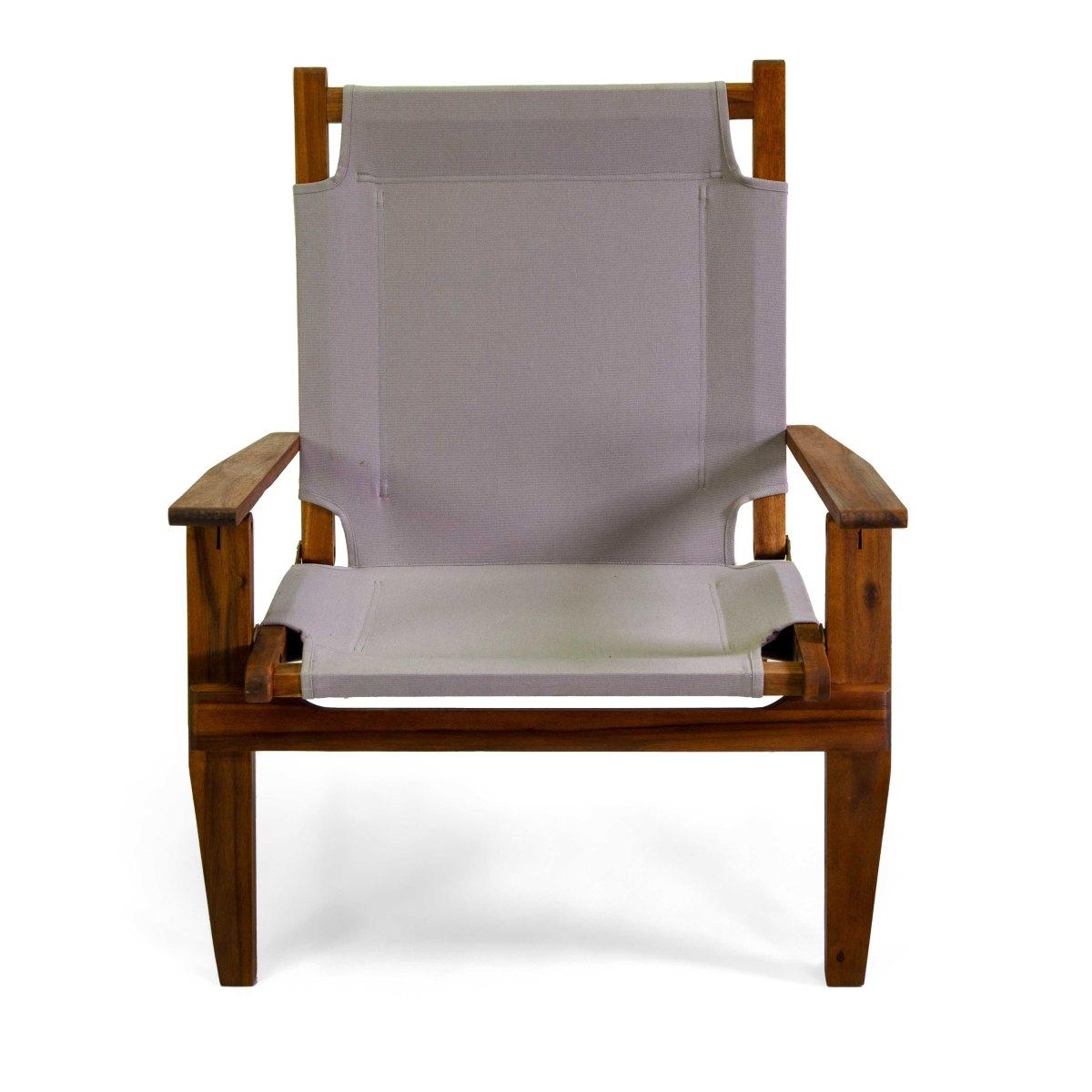 Poltrona Diane Legno Acacia con Tessuto Grigio cm.76x89xh91 | Vacchetti