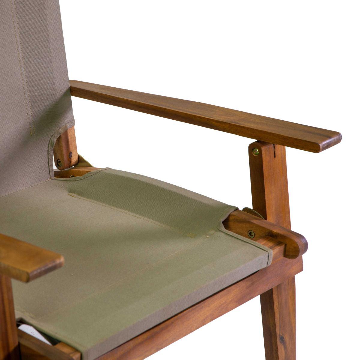 Poltrona Diane Legno Acacia con Tessuto Verde Militare cm.76x89xh91 | Vacchetti