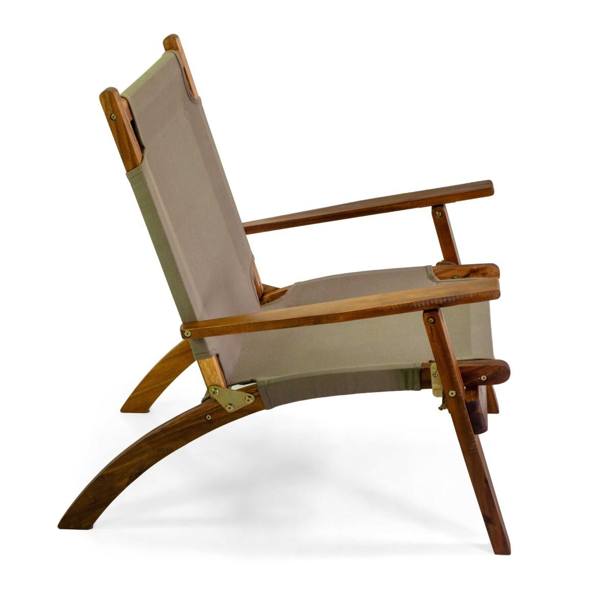 Poltrona Diane Legno Acacia con Tessuto Verde Militare cm.76x89xh91 | Vacchetti