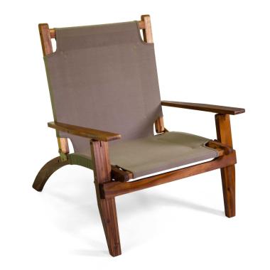 Poltrona Diane Legno Acacia con Tessuto Verde Militare cm.76x89xh91 | Vacchetti