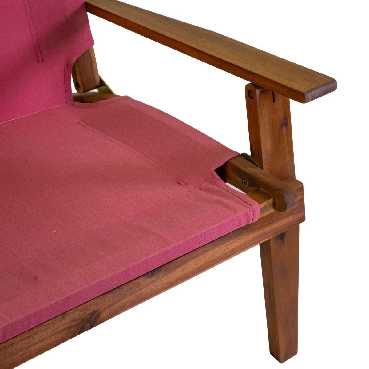 Poltrona Diane Legno Acacia con Tessuto Rosso cm.76x89xh91 | Vacchetti