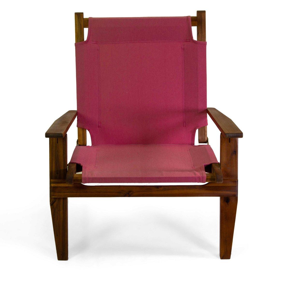 Poltrona Diane Legno Acacia con Tessuto Rosso cm.76x89xh91 | Vacchetti