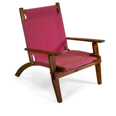 Poltrona Diane Legno Acacia con Tessuto Rosso cm.76x89xh91 | Vacchetti