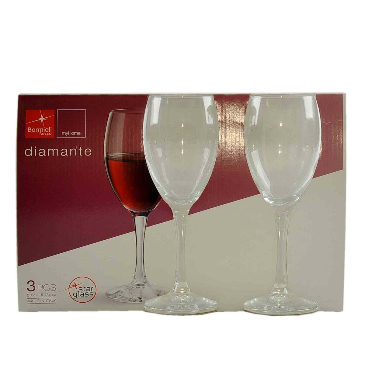 Bicchieri Vetro Set pz.3 Vino Diamante cl.20 | Bormioli
