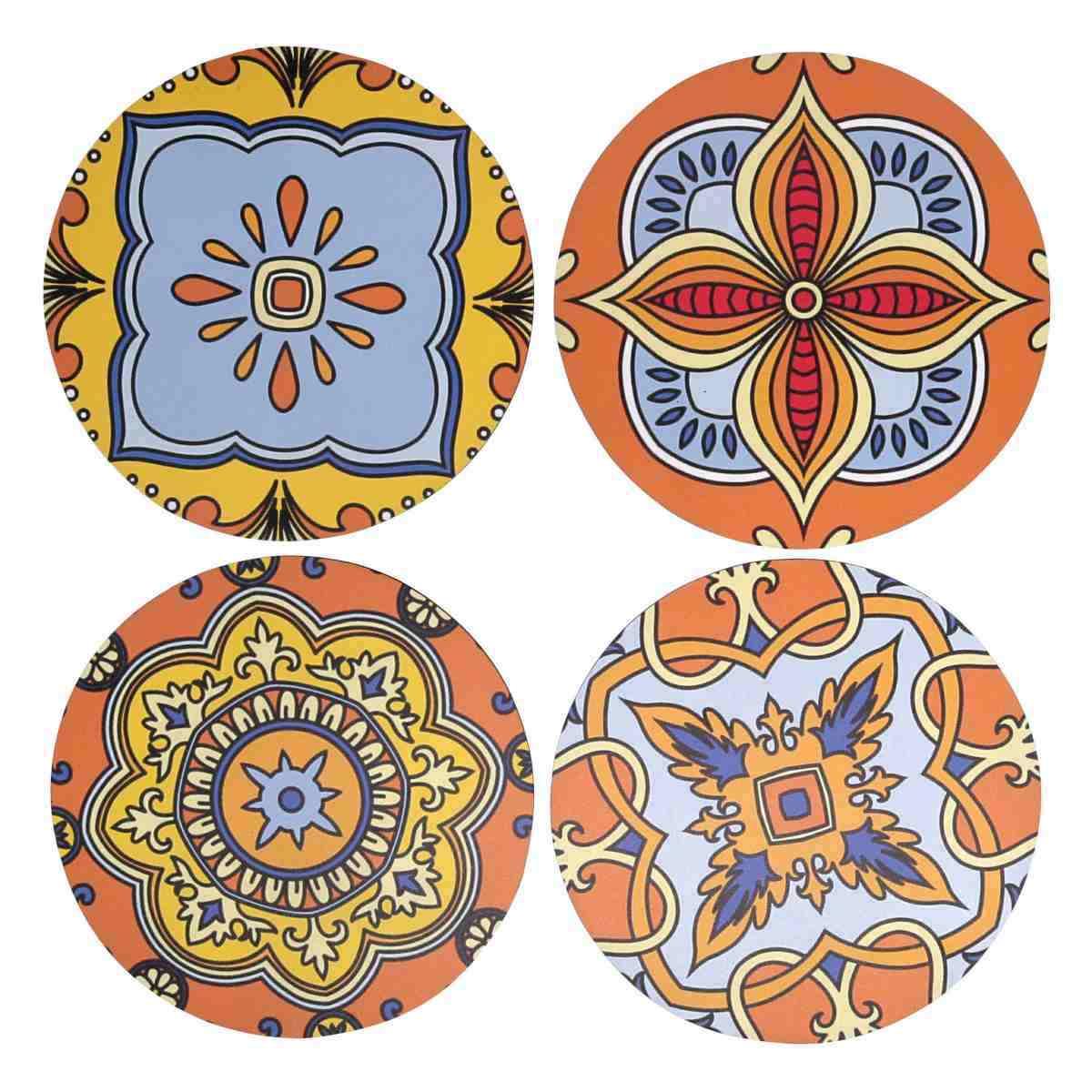 Mattonella Legno Set 4pz. Assortiti Arancione Tondo cm.Ã˜20x0,5 | Vacchetti