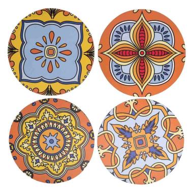 Mattonella Legno Set 4pz. Assortiti Arancione Tondo cm.Ã˜20x0,5 | Vacchetti