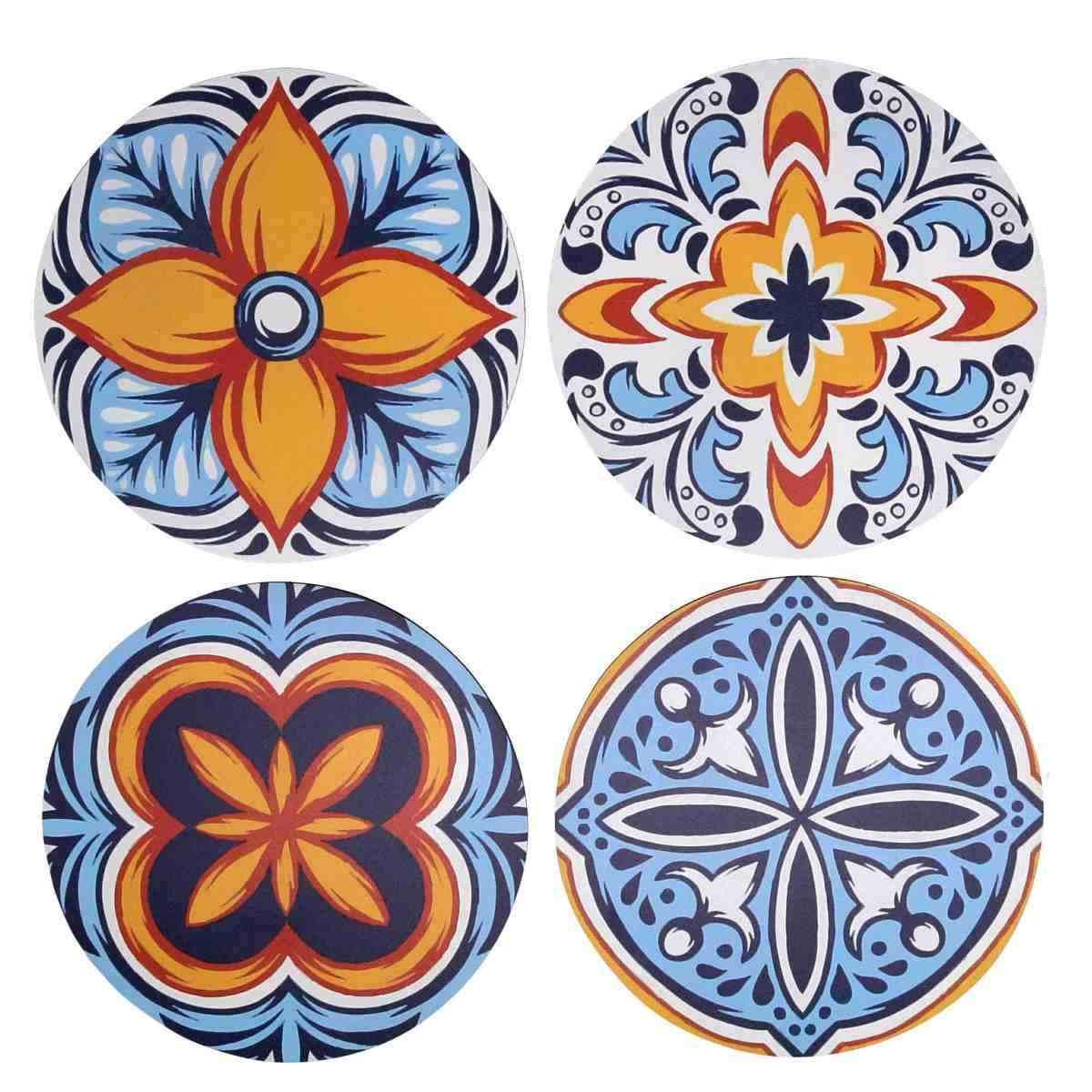 Mattonella Legno Set 4pz. Assortiti Azzurro Tondo cm.Ø20x0,5 | Vacchetti