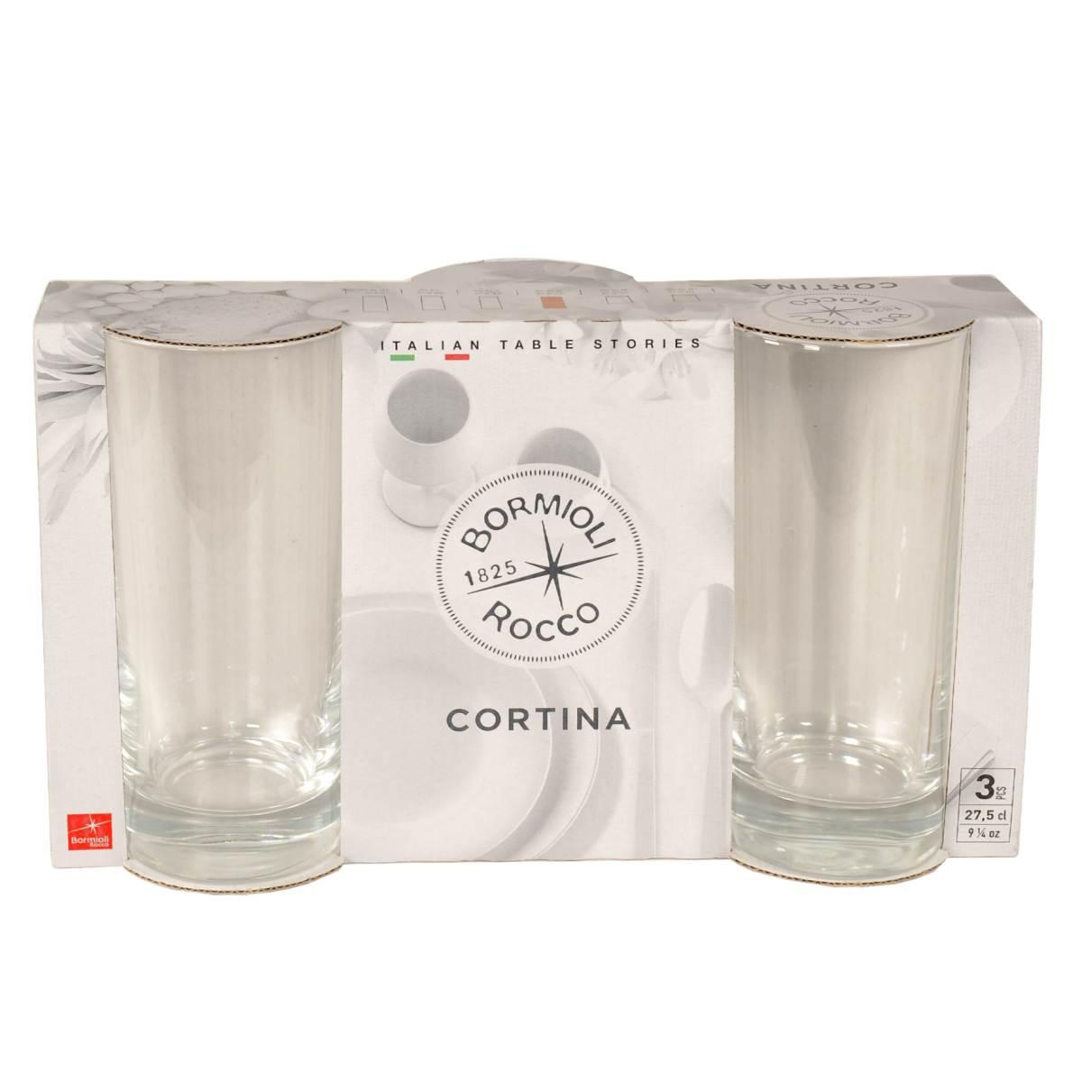 Bicchieri Vetro Set pz.3 Cortina ml.270 | Bormioli