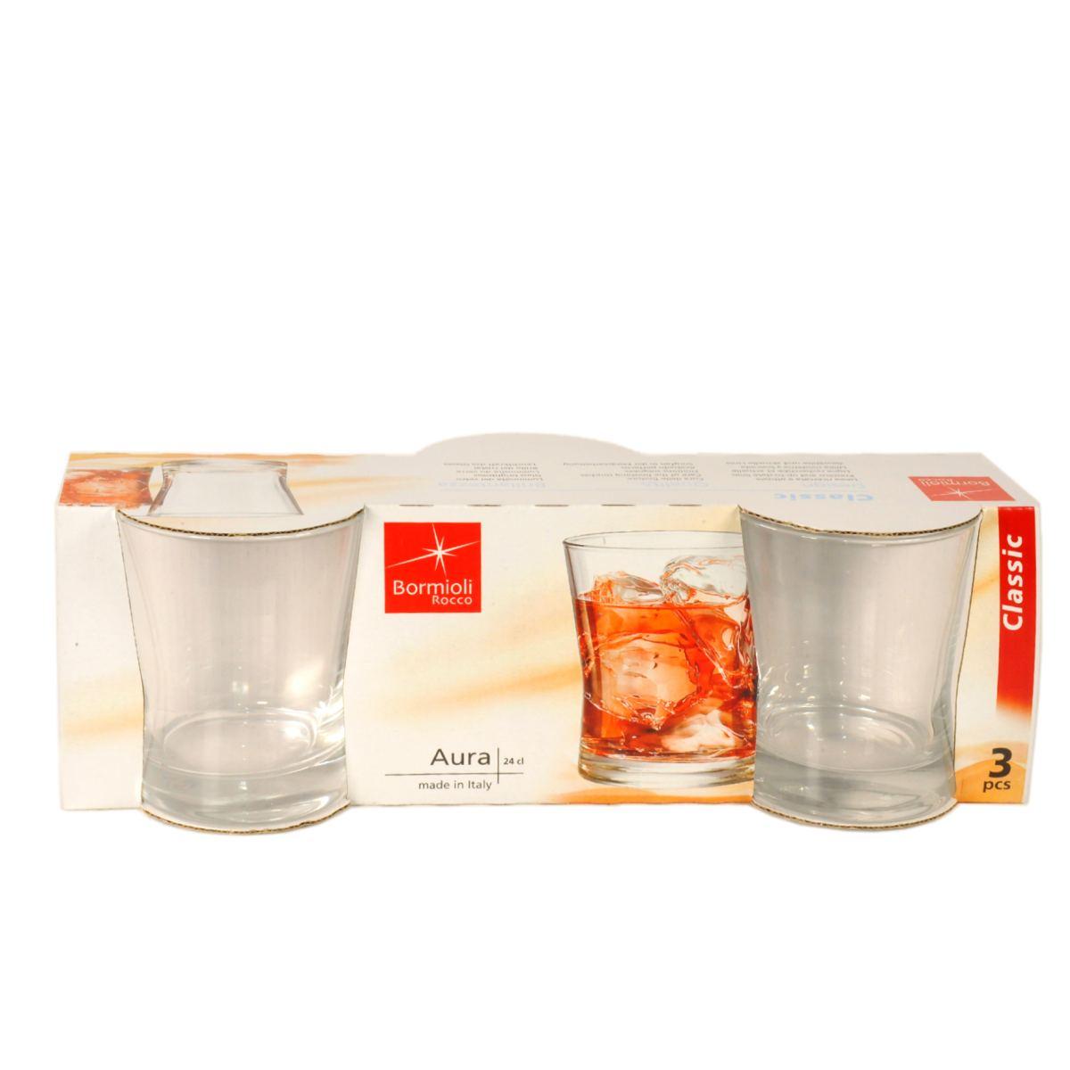 Bicchieri Vetro Set pz.3 Bormioli Aura Vino ml.240 | Bormioli