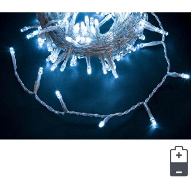 Luci Natale Esterno Batteria LED 96 Micro Bianco Freddo mt.5 con Timer |Bizzotto