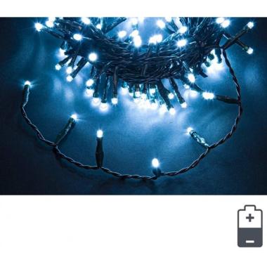 Luci Natale Esterno Batteria LED 96 Bianco Freddo mt.5 con Timer |Bizzotto